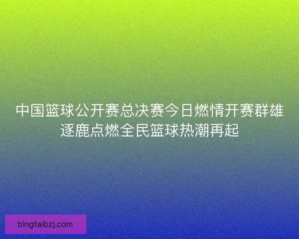 中国篮球公开赛总决赛今日燃情开赛群雄逐鹿点燃全民篮球热潮再起