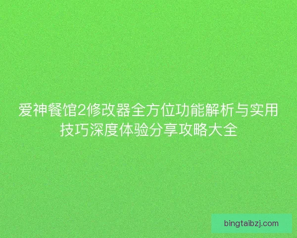 爱神餐馆2修改器全方位功能解析与实用技巧深度体验分享攻略大全